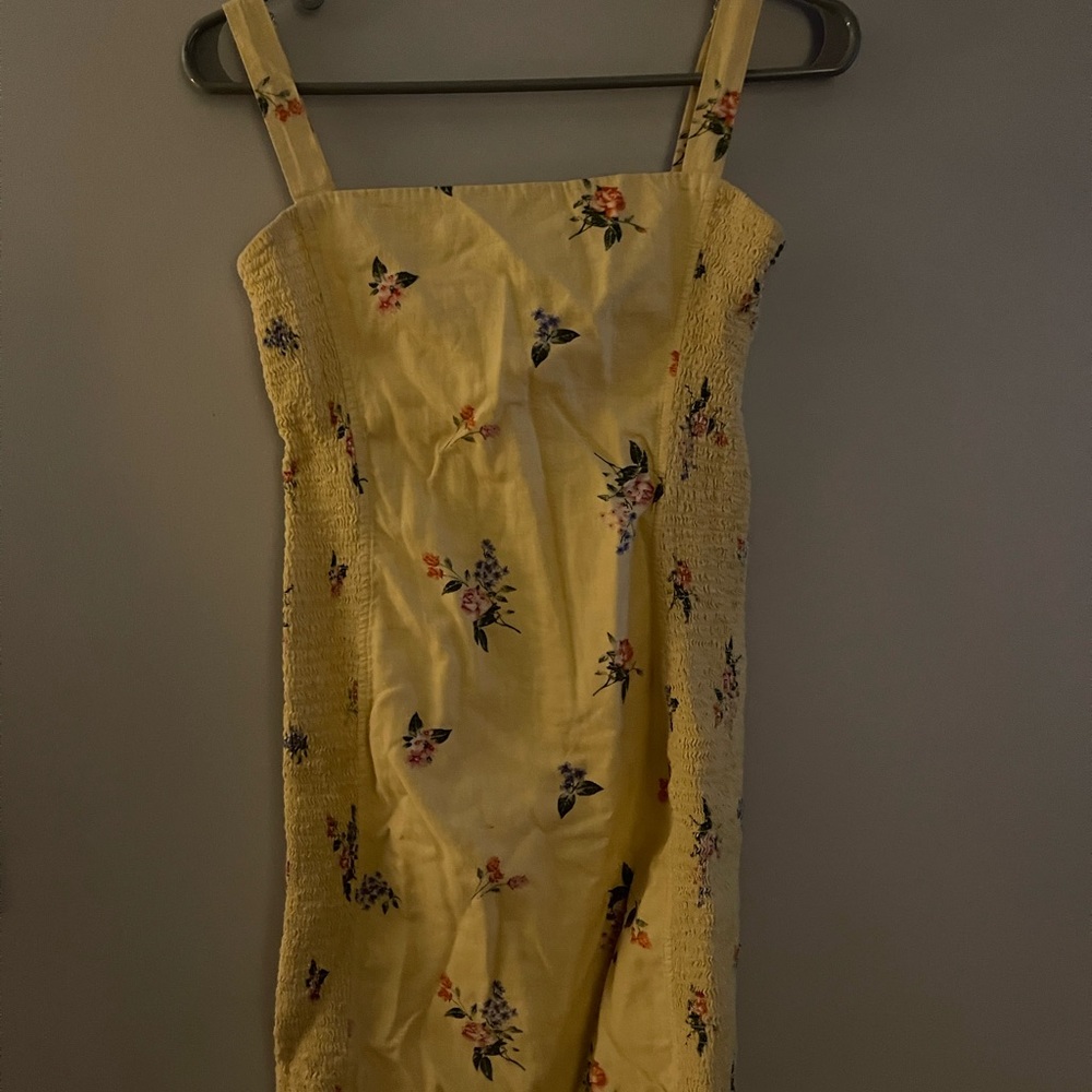 yellow floral mini dress